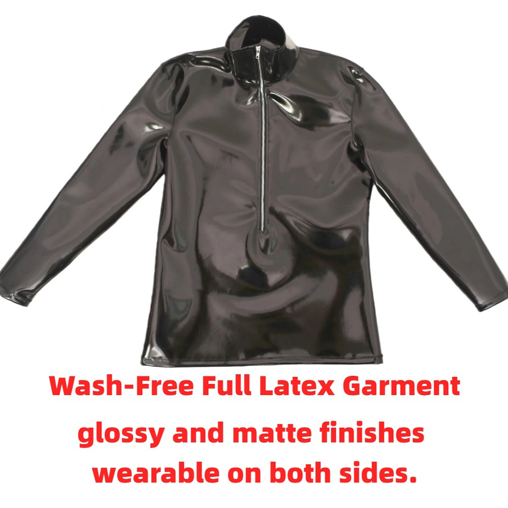 T Shirt Tight Fit - Sexy Men PVC Glossy Shiny Long